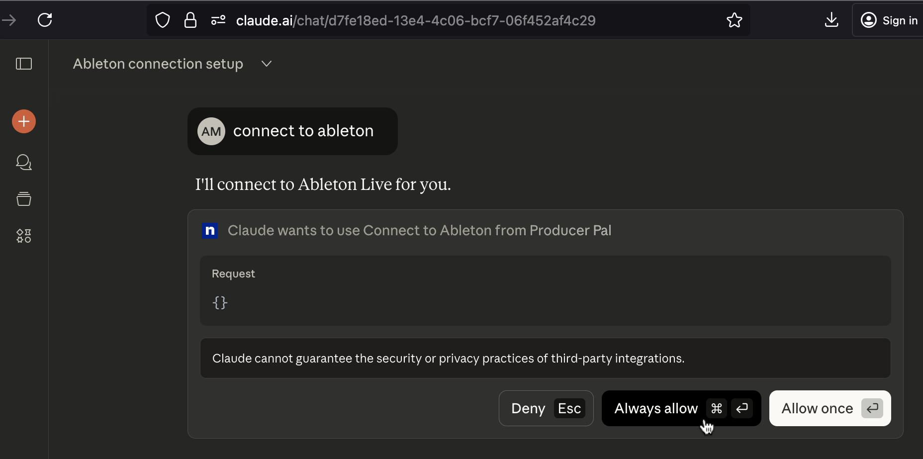 Claude web tool permission prompt