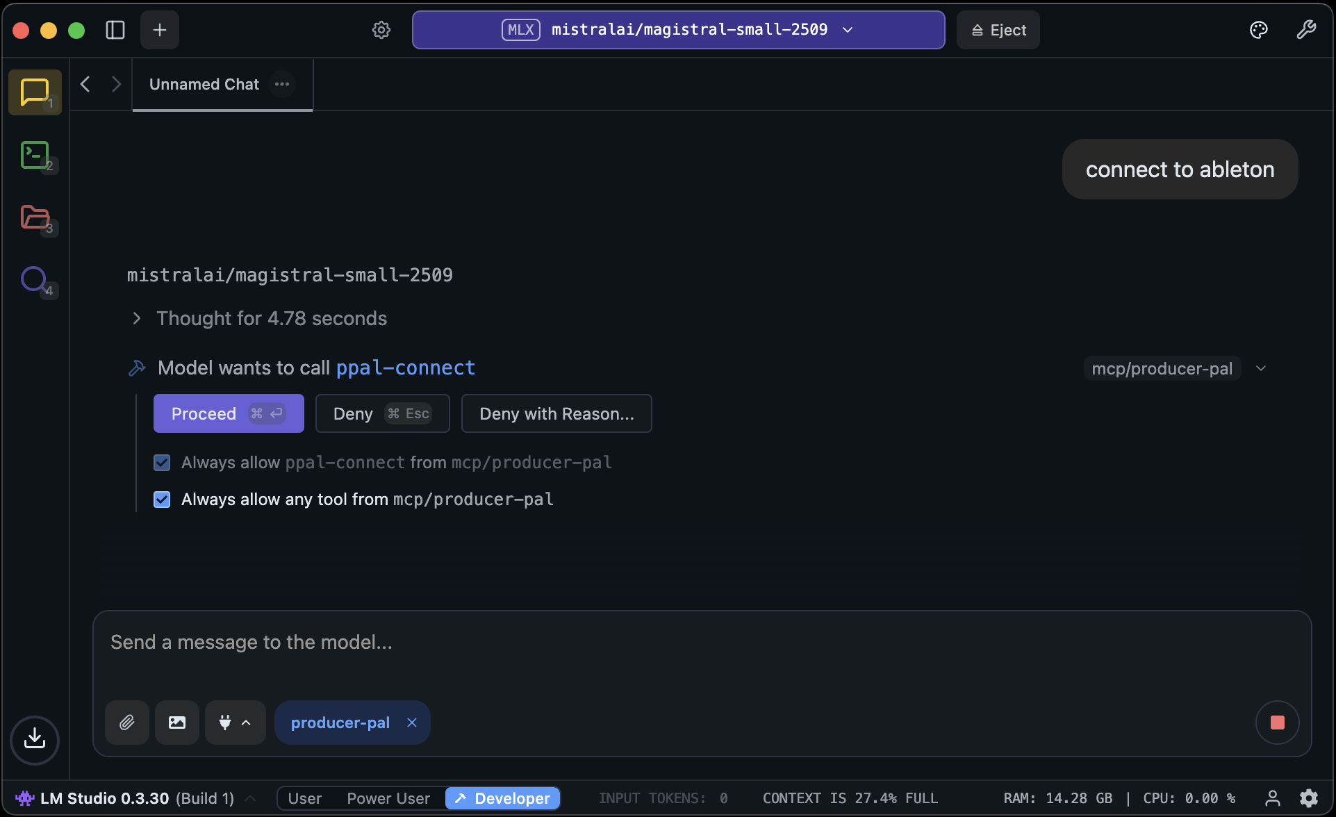LM Studio tool permission prompt