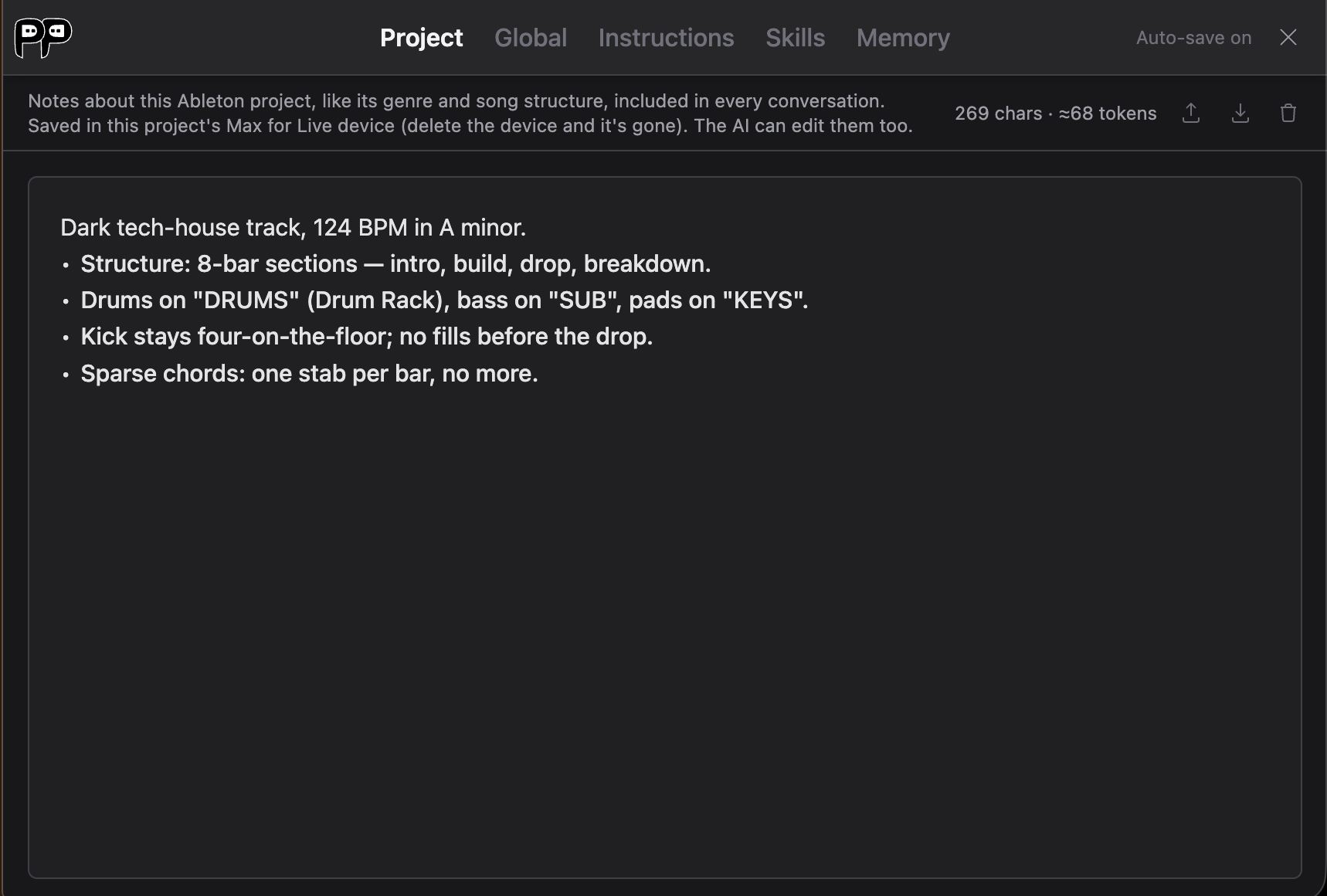 Project tab